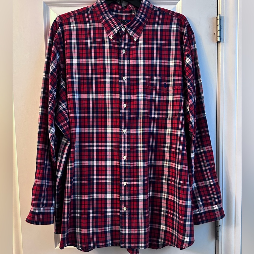 Polo by Ralph Lauren Red and Blue Plaid Shirt 3XB
EUC